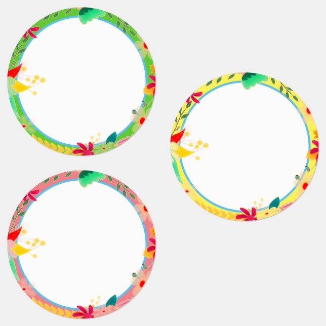 Fleur Wreath Coloré Pays Étiquettes imperméables (Groupe)
