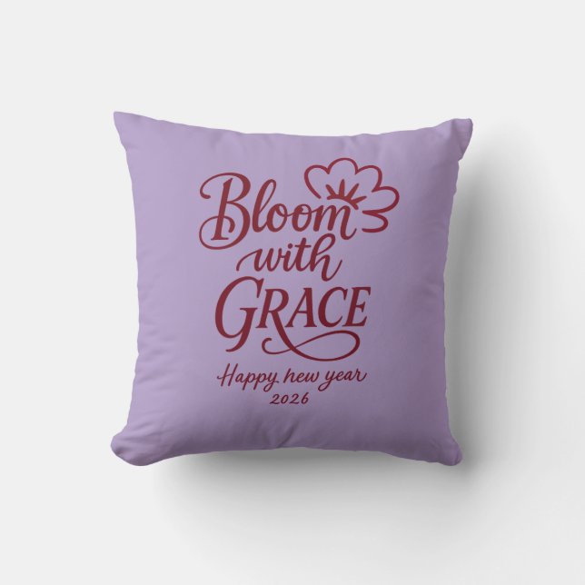 Fleurir avec grâce – Coussin décoratif Nouvel An 2 (Recto)