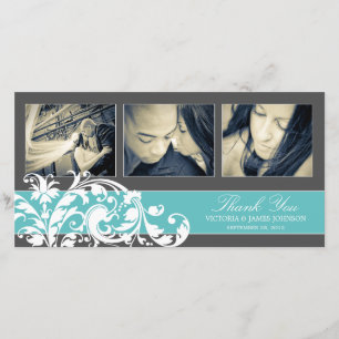 FLEURISME BLEUE CARTE DE REMERCIEMENTS mariage
