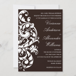 FLEURISME NOIR ET BLANC FAIRE-PART DE MARIAGE