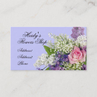 Fleuriste rose et carte de visite de lilas