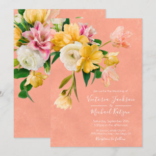 Fleurit et brillant Floral Faire-part de mariage