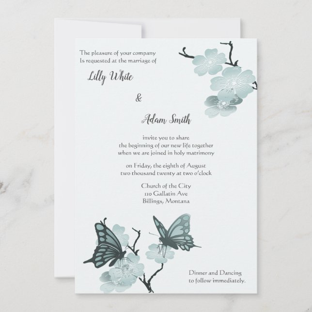 Fleurit Printemps Avec Papillons Bleus (Devant)