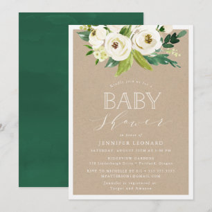 Fleurit rustique Invitation Baby shower