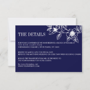 Fleuron bleu marine Magnolia Mariage RSVP