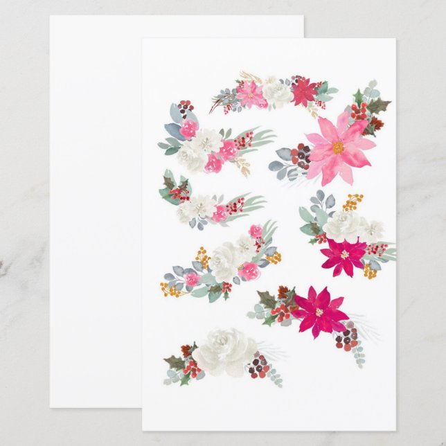 Fleurs à l'aquarelle à découper et à coller (Devant / Derrière)