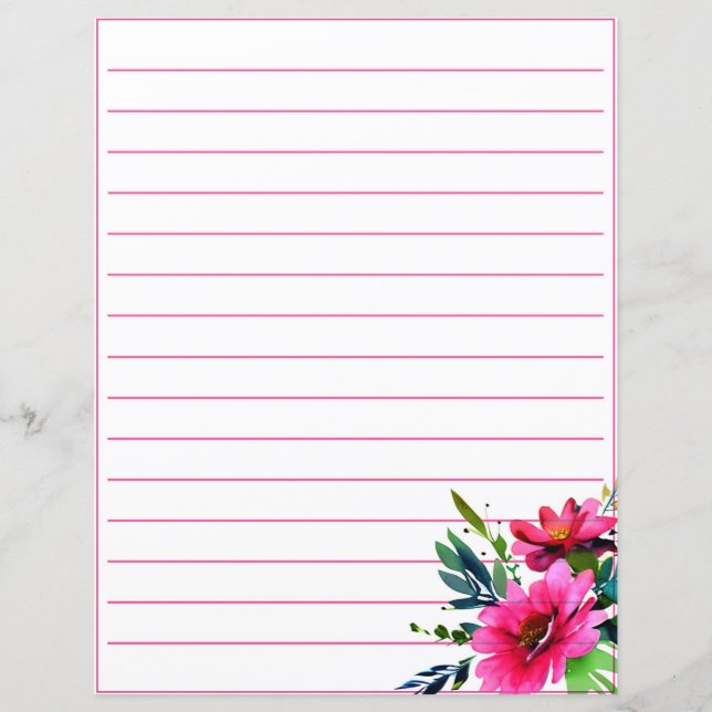 Fleurs à l'aquarelle rose alignées (Devant)