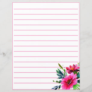Fleurs à l'aquarelle rose alignées