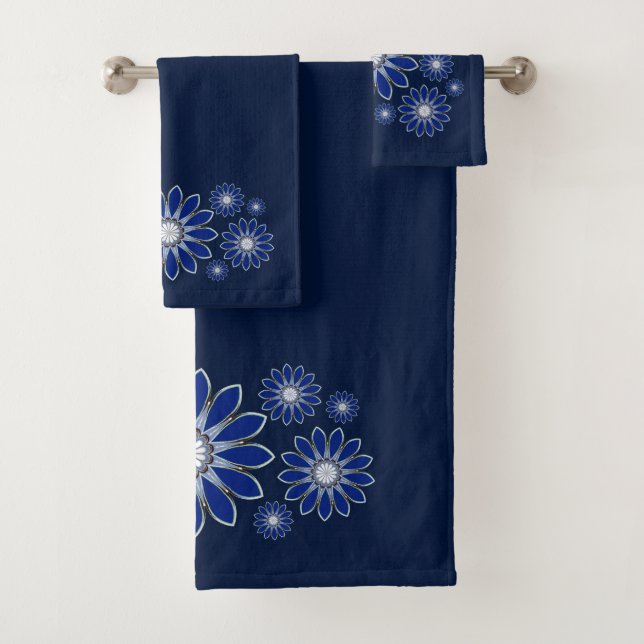 Fleurs Abstraites Bleu Marine (En situation)