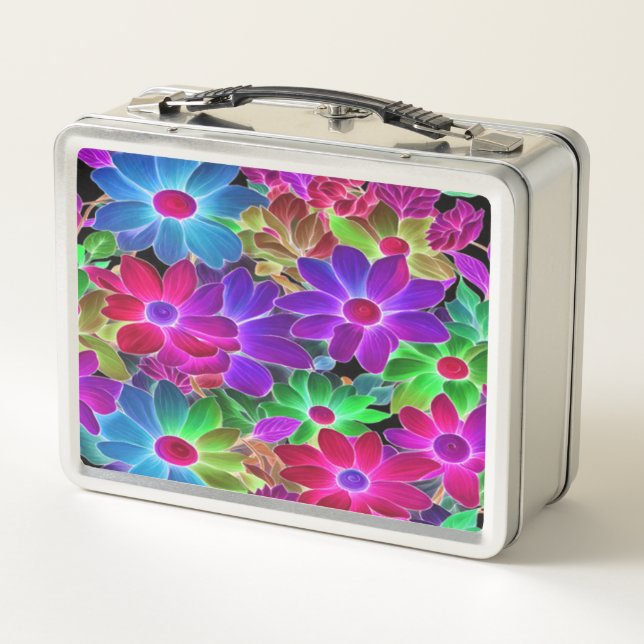Fleurs Abstraites colorées #229 - Lunchbox en méta (Dos)