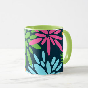 Fleurs Abstraites colorées de feux d'artifice Mug