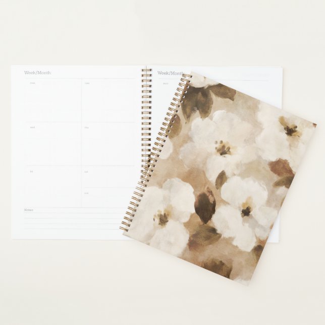 Fleurs Abstraites Crème Marron Beige (Devant avec enveloppe)