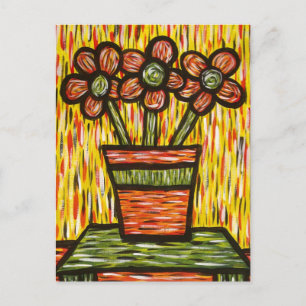 Fleurs Abstraites Dans Vase Carte Postale D'Art Co