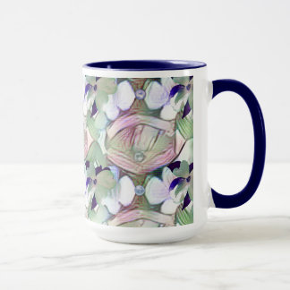 Fleurs Abstraites et perles Big Mug bleu