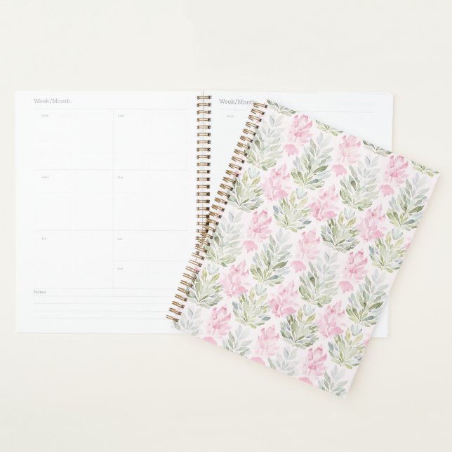 Fleurs Abstraites Florales Vert Rose (Devant avec enveloppe)