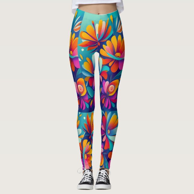 Fleurs Abstraites Leggings (Devant)