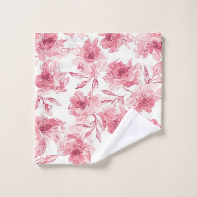 Fleurs aériennes de couleur rose tendre peintes à  (Gant de toilette)