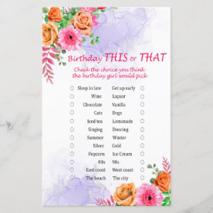 Fleurs Anniversaire Ce ou Ce Jeu