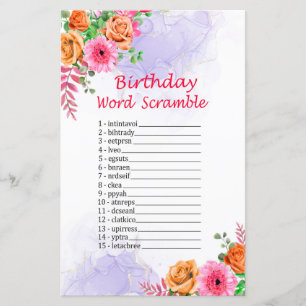 Fleurs Anniversaire Mot Débauche Jeu