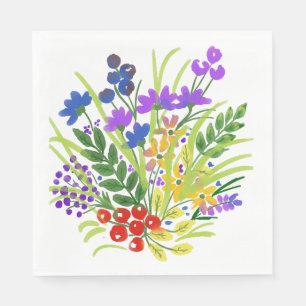 Fleurs Aquarelle 05 Serviettes en Papier pour le D