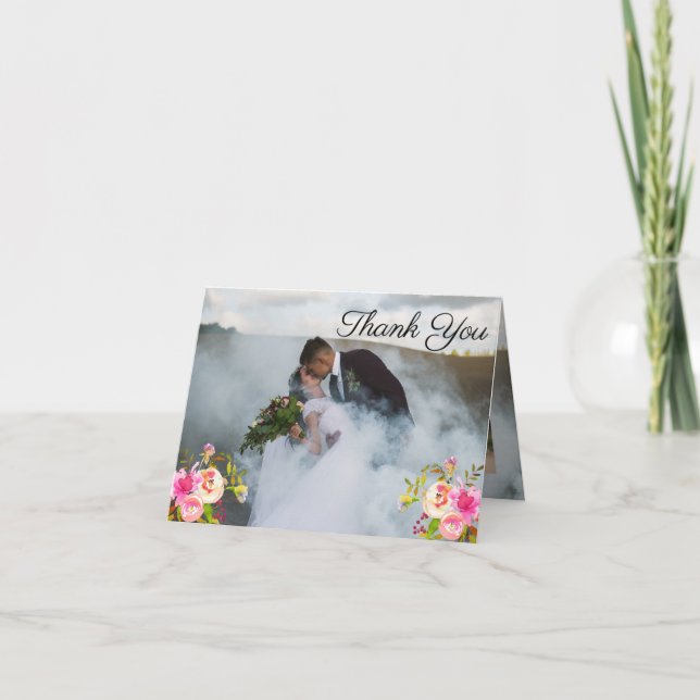 Fleurs Aquarelle 3 Mariage photo Merci (Devant)