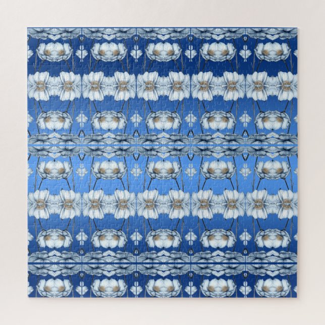 Fleurs Aquarelle Bleue Puzzle (Vertical)