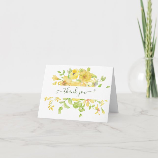 Fleurs aquarelle jaune personnalisées merci  (Devant)