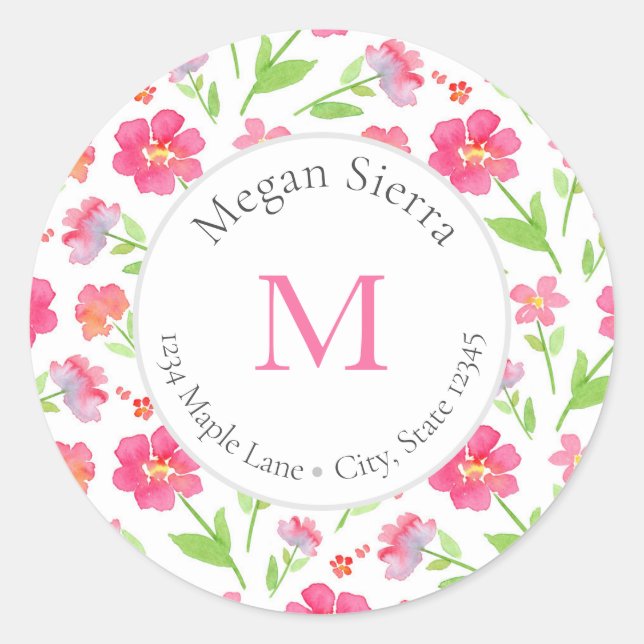 Fleurs Aquarelle Mixtes 2 étiquettes (Devant)