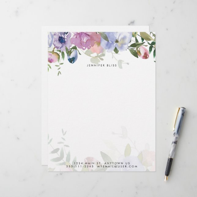 Fleurs aquarelle pastel personnalisées (Devant/Arrière en situation)