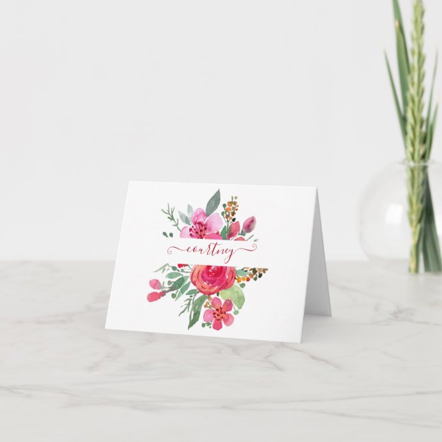 Fleurs aquarelle rose personnalisées   (Devant)