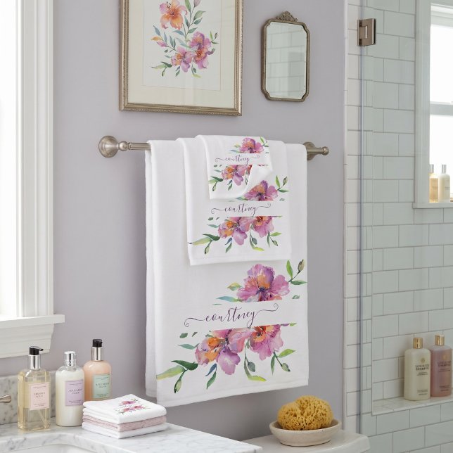 Fleurs aquarelle rose personnalisées  (Créateur téléchargé)