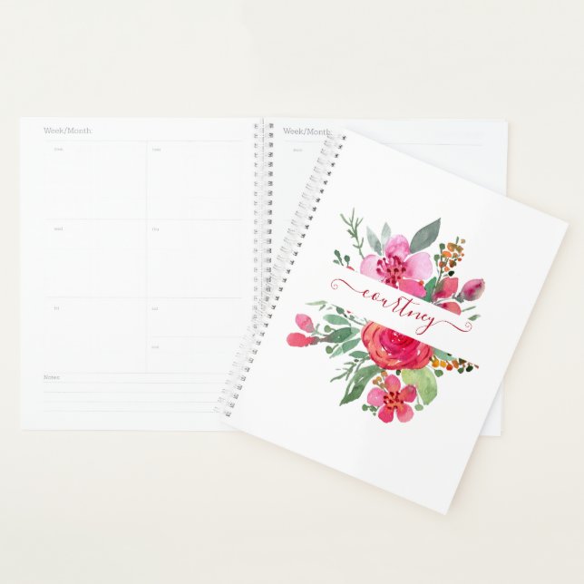 Fleurs aquarelle rose personnalisées   (Devant avec enveloppe)