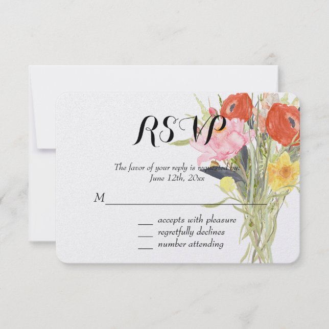 Fleurs aquarelle RSVP (Devant)