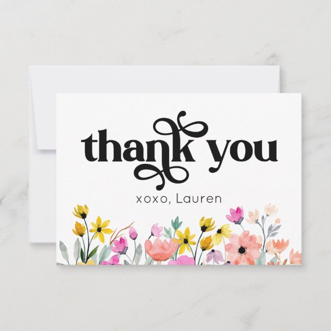 Fleurs Aquarelle Typographie Flat Merci (Devant)