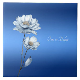 Fleurs aquarelles bleues carreau en céramique