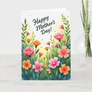 Fleurs aquarelles Carte pour maman