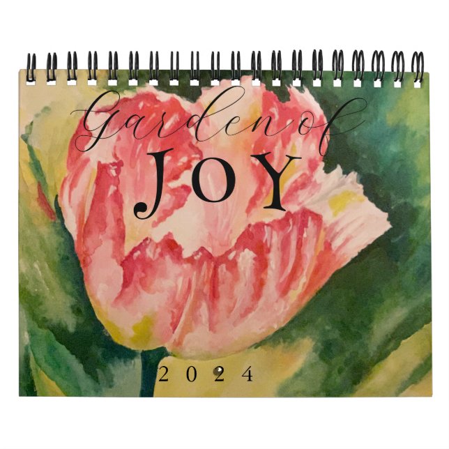 Fleurs aquarelles Deux pages Calendrier de 12 mois (Protection)