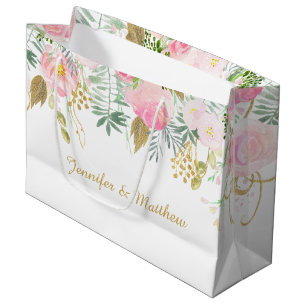 Fleurs Aquarelles en or rose vif GRANDES Sacs Cade