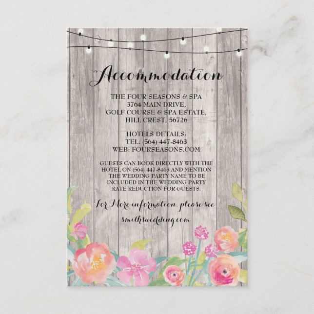 Fleurs aquarelles Invitation de mariage Hébergemen (Devant)
