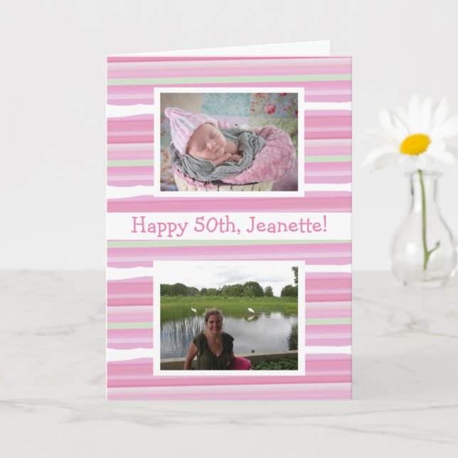 Fleurs aquarelles rose carte d'anniversaire Mainte (Petite plante)