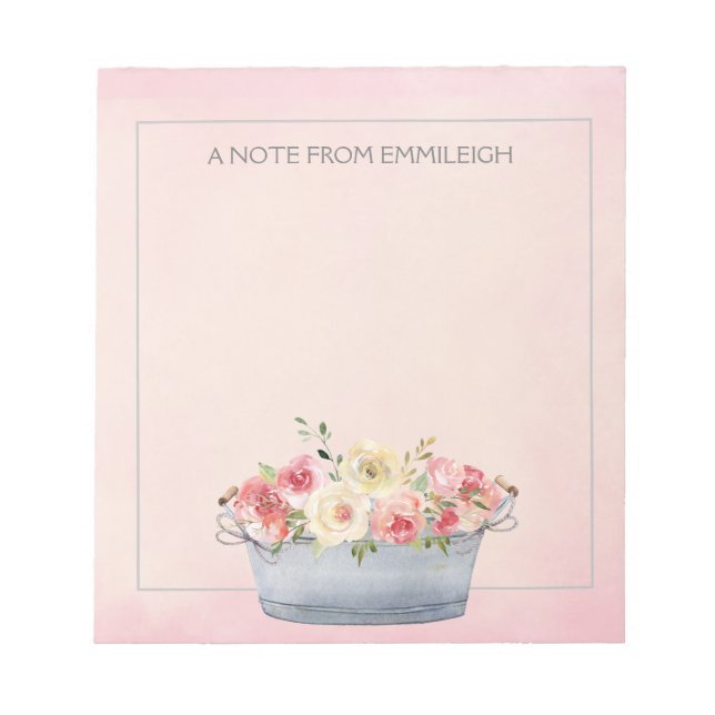 Fleurs aquarelles rose et crème dans un bloc-notes (Devant)