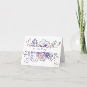 Fleurs aquarelles rose et violet personnalisées