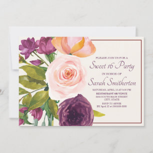 Fleurs aquarelles rose et violet pour Sweet 16 cré