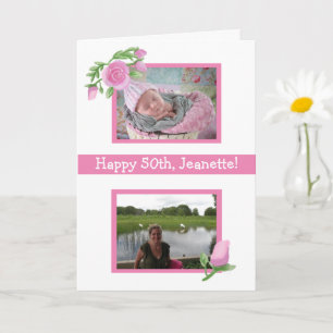 Fleurs aquarelles roses Carte d'anniversaire Maint