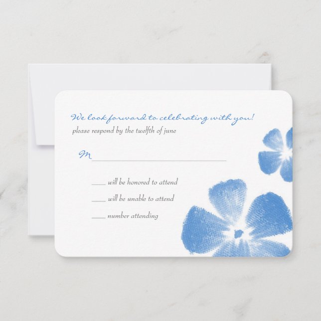 Fleurs aquarelles tropicales bleues Mariage RSVP (Devant)