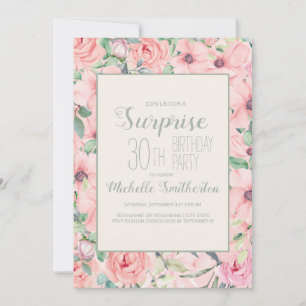 Fleurs aquarelles vert menthe rose pour 30e annive