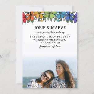 Fleurs arc-en-ciel 2 en 1 Faire-part de mariage ph