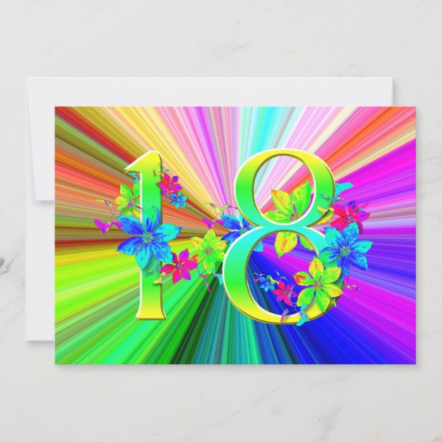 Fleurs arc-en-ciel florissantes pour 18e anniversa (Devant)