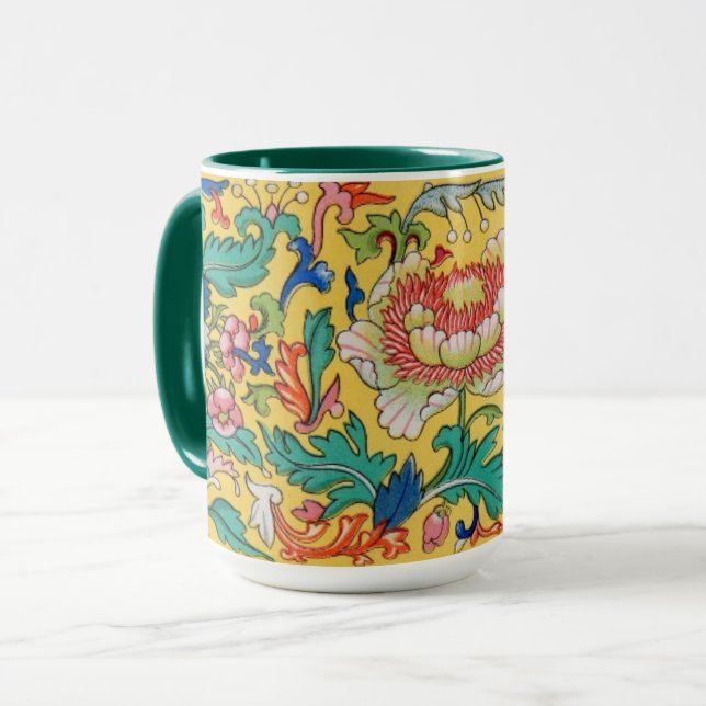 Fleurs asiatiques en céramique Mug (Devant gauche)