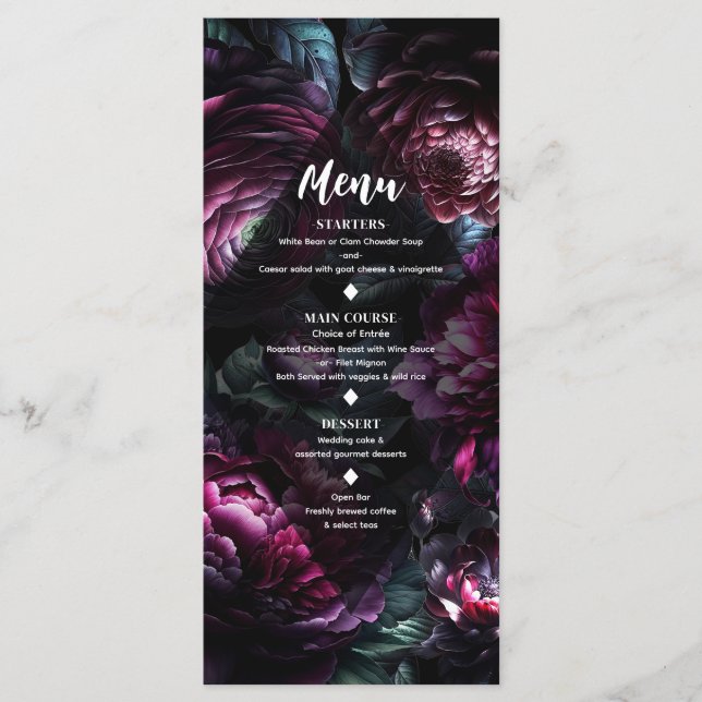 Fleurs audacieuses et lunatiques Menu de mariage f (Devant)